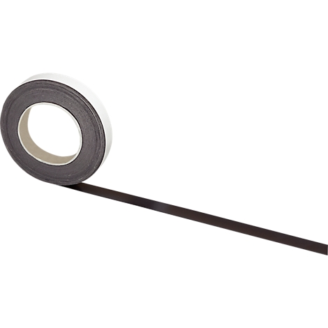 Close-up of a roll of dark tape. A strip of tape is unrolled to the side.