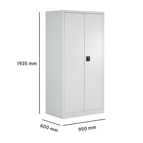 A white filing cabinet with two doors and a black handle. Dimensions: 1935 x 950 x 600 mm.