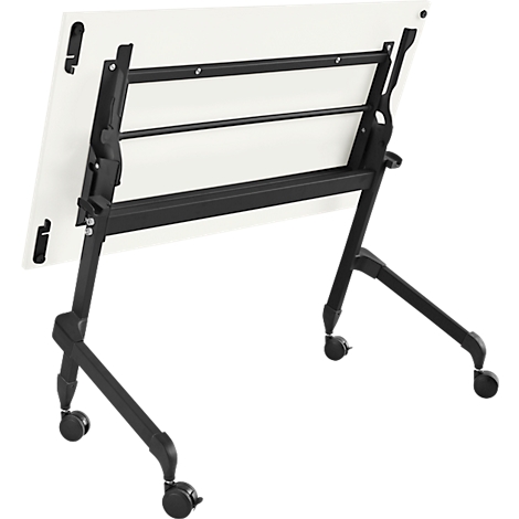 Schäfer Shop Select Mesa plegable con ruedas, rectangular, tubo cuadrado, ancho 1200 x fondo 600 x alto 720 mm, blanco/negro