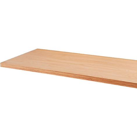 Nahaufnahme eines Holzbretts in hellem Braun mit feiner Maserung.