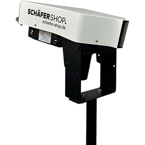 Een bewakingssysteem in wit en zwart. Op de behuizing staat in het zwart 'SCHÄFERSHOP'.