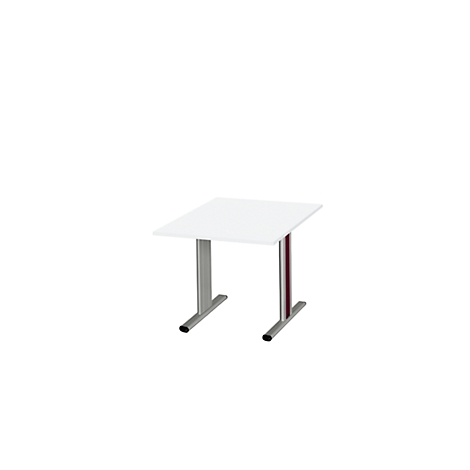 Schäfer Shop Select Planova Basic mesa de reuniones, cuadrada, pie T, ancho 1000 x fondo 1000 x alto 717 mm, aluminio blanco/blanco RAL 9006 