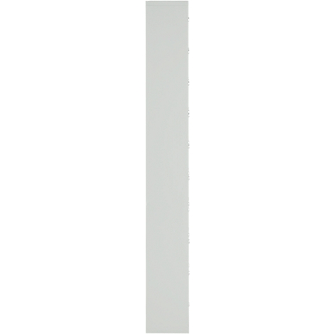 Gray, vertical rectangle with rounded corners. It looks like it's part of a wall.