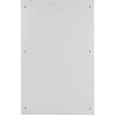 Gray plate with fixing points in the corners. The plate has a rectangular shape.