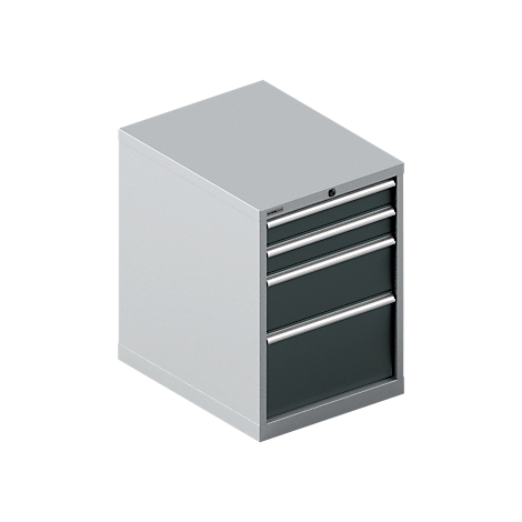 Schäfer Shop Select SSI SCHÄFER ladekast 27-36, 4 schuifladen, tot 75 kg, B 564 x D 725 x H 800 mm, antracietgrijs/blank aluminium