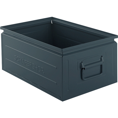 Schäfer Shop Select stacking box, 25 l, 120 kg, L 478 x W 307 x H 200 mm, steel, RAL 5008 (grey blue)