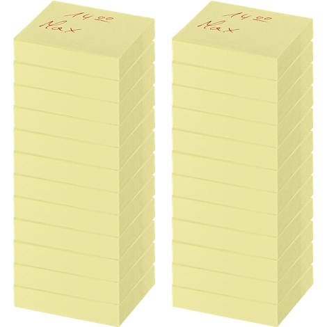 Two stacks of yellow sticky notes. The top sheets are handwritten with "14.00 Max".