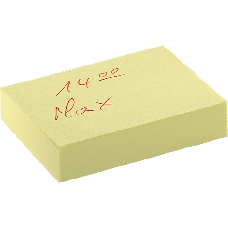 A stack of yellow sticky notes with red writing: 2:00 PM Max.