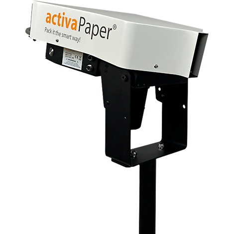 Machine activapaper, dessus blanc, cadre noir sur un poteau.