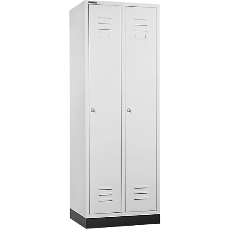 Schäfer Shop Select Taquilla, con 2 compartimentos, con zócalo, cerradura de cilindro, gris luminoso/gris luminoso