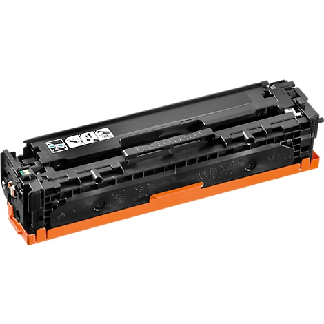 Black printer cartridge, orange accents. Symbols are shown on the top.