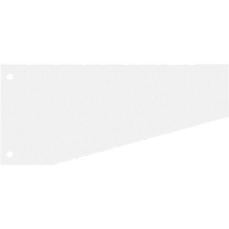 White, rectangular element with angled edge and two holes.