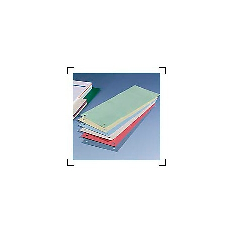 Gekleurde geperforeerde vellen, rood, blauw, groen, wit en geel, op een blauwe achtergrond.