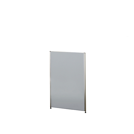 Grijs scheidingswand met zilveren frame op een witte achtergrond.