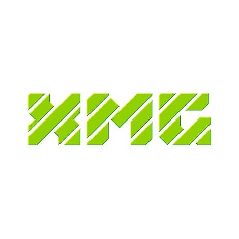 Grünes Logo mit den Buchstaben XMG in Blockschrift, mit diagonalen weißen Streifen versehen.