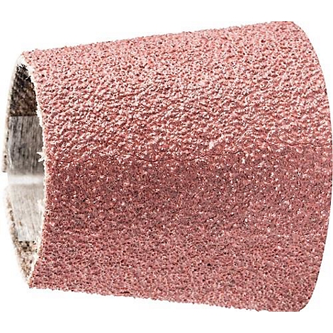 Ein Schleifpapierring in Rosa- und Brauntönen, mit rauer Oberfläche.