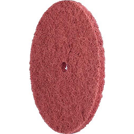 Rotes, ovales Schleifpad mit Loch in der Mitte.