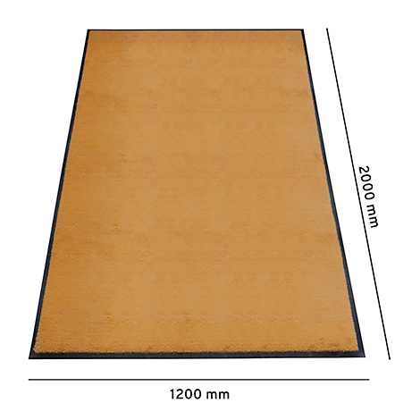 Rechteckiger Teppich in Beige mit schwarzem Rand. Maße: 2000 mm x 1200 mm.