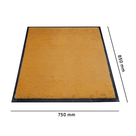 Beige Fussmatte mit schwarzen Rahmen. Masse: 750 x 850 mm.