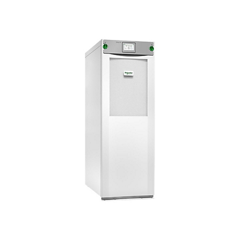 Ein weiÃŸes, turmfÃ¶rmiges GerÃ¤t. Oben grau, mit grÃ¼nlichen KnÃ¶pfen und Display. Logo: Schneider Electric.
