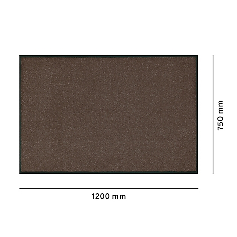 Bruine deurmat met zwarte rand. Afmetingen: 1200 x 750 mm.
