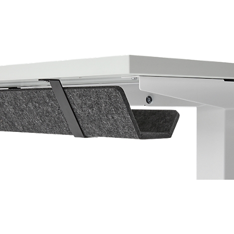 Schreibtisch mit Bambus-Zubehörschublade & Kabelkanal aus Recyclingfilz, elektrisch höhenverstellbar, B 1600 x T 800 x H 605–1265 mm, graphit/weiss