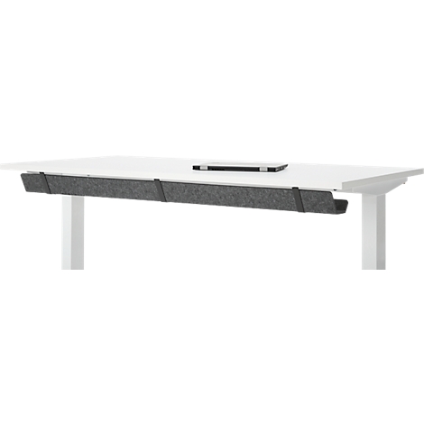 Schreibtisch mit Bambus-Zubehörschublade & Kabelkanal aus Recyclingfilz, elektrisch höhenverstellbar, B 1600 x T 800 x H 605–1265 mm, weiss/weiss