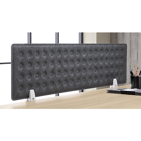 Schreibtisch - Rechteck - elektrisch höhenverstellbar - T-Fuß - B 1600 x T 800 x H 620-1280mm - inkl. Memory Master + Tischtrennwand - Eiche-Dekor/silber