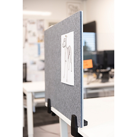 Schreibtisch Trennwand, Whiteboard & Akustik Pinboard, Emaille