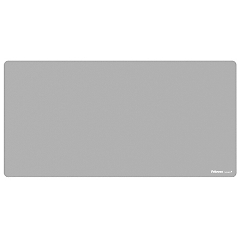 Eine Reihe von Mauspad-Farben in Schwarz, Grau, Beige und Blau. Das Fellowes-Logo ist auf einem Pad zu sehen.