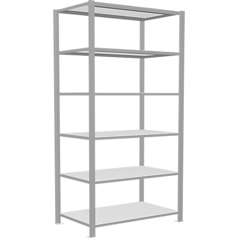 Schulte Lagertechnik Insteeksysteem voor kantoorrekken MultiPlus150, basisrek, 6 legborden, met middenscharnier, B 1000 x D 600 x H 2000 mm, lichtgrijs RAL 7035