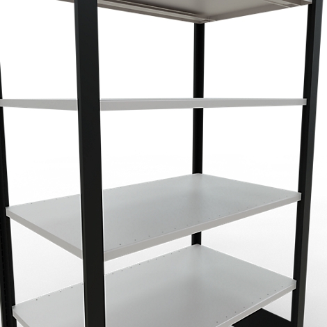 Schulte Lagertechnik MultiPlus150 insteekbaar kantoorrek, basisrek, 6 legborden, zonder middenaanslag, B 1000 x D 600 x H 2000 mm, zwart/lichtgrijs