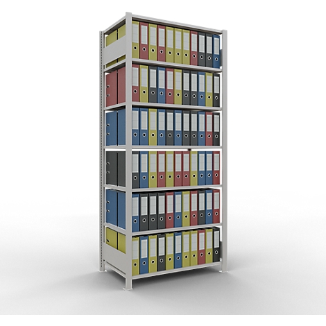 Schulte Lagertechnik MultiPlus150 insteekbaar kantoorrek, basisrek, 7 legborden, zonder middenaanslag, B 1000 x D 600 x H 2300 mm, lichtgrijs RAL 7035