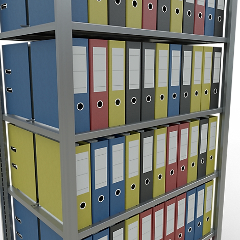 Schulte Lagertechnik MultiPlus150 klemloze kantoorstelling, basisrek, 7 legborden, met middenaanslag, B 1000 x D 600 x H 2300 mm, zilvergrijs/verzinkt