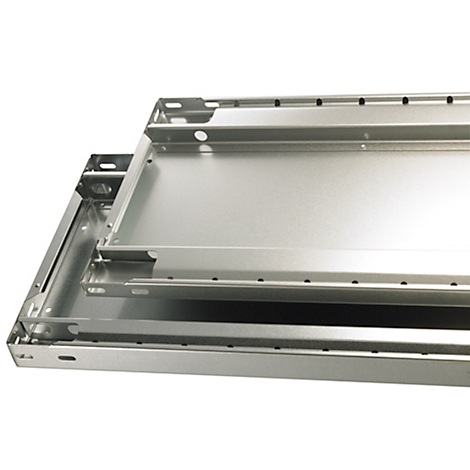 Twee metalen, rechthoekige frames, op elkaar gestapeld. Het bovenste frame is kleiner en rust in het onderste frame.