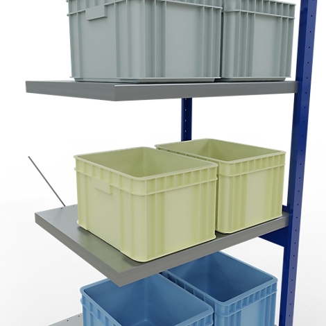 Schulte Lagertechnik MultiPlus250 rekkensysteem zonder schroeven, aanbouwrek, 6 legborden, dwarsverbindingen, B 750 x D 600 x H 2500 mm, gentiaanblauw RAL 5010