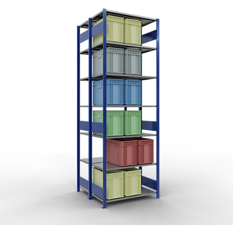 Étagère avec diverses boîtes colorées, idéale pour le stockage et l'organisation.