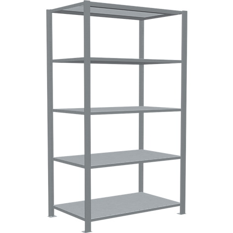 Schulte Lagertechnik Rayonnage de bureau emboîtable MultiPlus150, rayonnage de base, 5 tablettes, sans butée centrale, L 1000 x P 600 x H 1800 mm, gris argenté/galvanisé