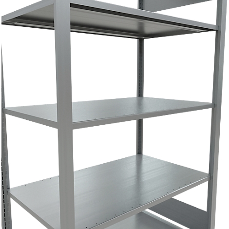 Schulte Lagertechnik Rayonnage de bureau emboîtable MultiPlus150, rayonnage de base, 5 tablettes, sans butée centrale, L 1000 x P 600 x H 1800 mm, gris argenté/galvanisé