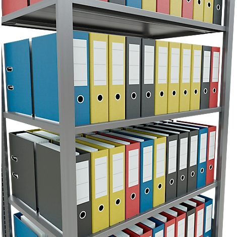 Schulte Lagertechnik Rayonnage de bureau emboîtable MultiPlus150, rayonnage de base, 5 tablettes, sans butée centrale, L 1000 x P 600 x H 1800 mm, gris argenté/galvanisé