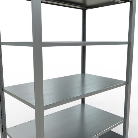Schulte Lagertechnik Rayonnage de bureau emboîtable MultiPlus150, rayonnage de base, 6 tablettes, sans butée centrale, L 1000 x P 600 x H 2000 mm, gris argenté/galvanisé
