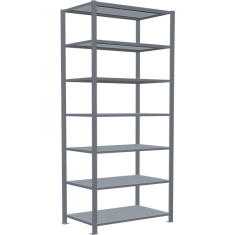 Schulte Lagertechnik Rayonnage de bureau emboîtable MultiPlus150, rayonnage de base, 7 tablettes, sans butée centrale, L 1000 x P 600 x H 2300 mm, gris argenté/galvanisé