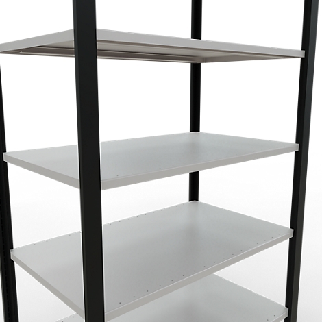 Schulte Lagertechnik Rayonnage de bureau emboîtable MultiPlus150, rayonnage de base, 7 tablettes, sans butée centrale, L 1000 x P 600 x H 2300 mm, noir/gris clair