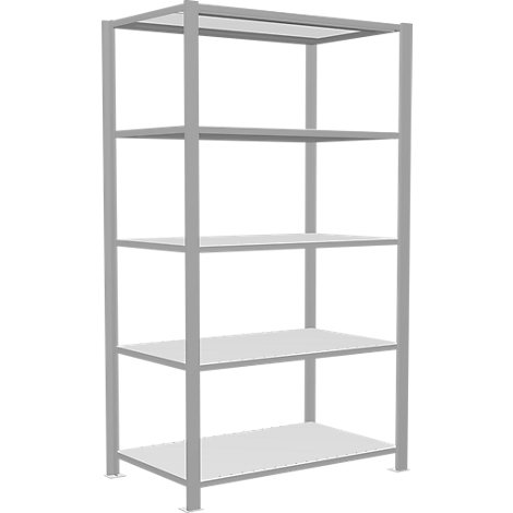 Schulte Lagertechnik Rayonnage de bureau modulaire MultiPlus150, rayonnage de base, 5 tablettes, avec butée centrale, L 1000 x P 600 x H 1800 mm, gris clair RAL 7035