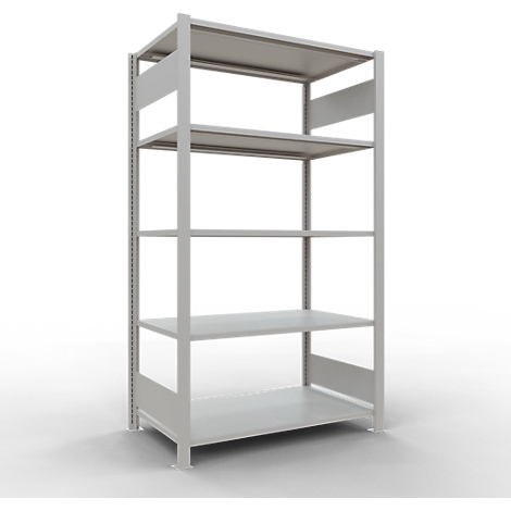 Schulte Lagertechnik Rayonnage de bureau modulaire MultiPlus150, rayonnage de base, 5 tablettes, sans butée centrale, L 1000 x P 600 x H 1800 mm, gris clair RAL 7035