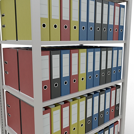 Schulte Lagertechnik Rayonnage de bureau modulaire MultiPlus150, rayonnage de base, 6 tablettes, sans butée centrale, L 1000 x P 600 x H 2000 mm, gris clair RAL 7035