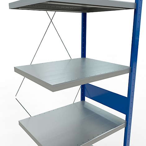 Schulte Lagertechnik Schroefloos rekkensysteem MultiPlus250, 7 legborden, dwarsverbindingen, B 750 x D 600 x H 3000 mm, gentiaanblauw RAL 5010