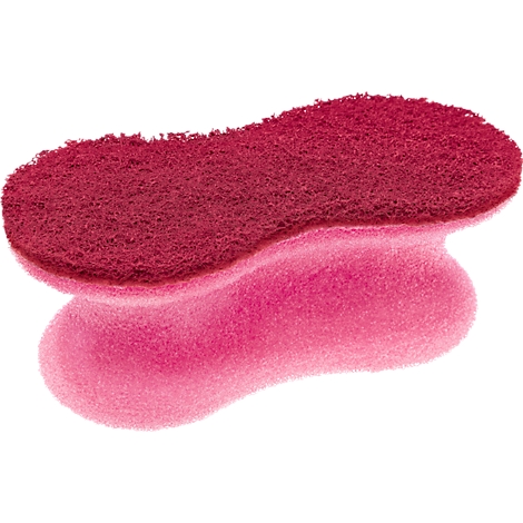 Ein rosa-roter Schwamm, der aus zwei Teilen besteht.