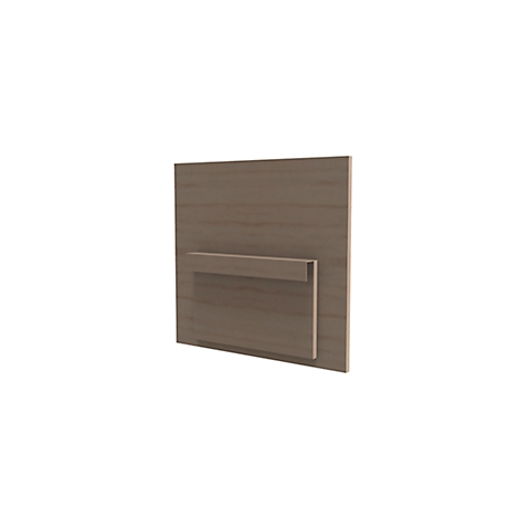 Wooden panel with rectangular handle.
