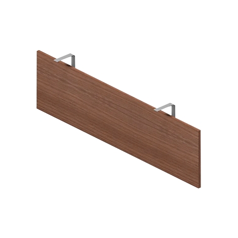 Wooden board with two metallic brackets.